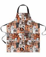 Cartoon Dog Cat Doodle Apron Waterproof Anti-Oil Sleeveless Useful Things for Kitchen Gown Men Women Home Restaurant Work Wear Aprons