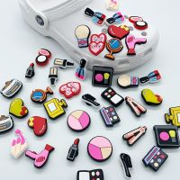 1PCS Cartoon Make Up Series Shoes Charms croc jibz Silicone shoe Button Accessories For Sweet Girls kid Gifts