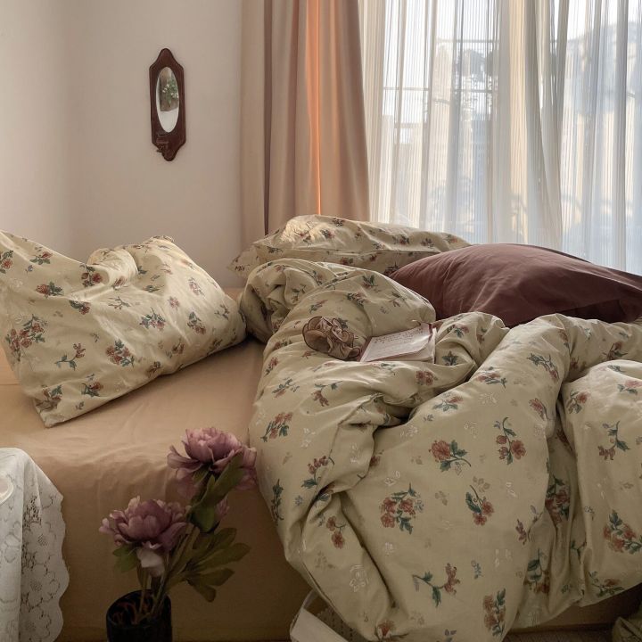 หน้าโฮมเพจเพิ่มเติม-100-เตียงฝ้ายบริสุทธิ์-สิ่งทอในบ้าน-ดอกไม้ย้อนยุค-ปลอกหมอนหรู-ผ้าปูที่นอน-ผ้าห่มนวม-เตียงคู่-ใหญ่-เดี่ยว
