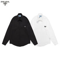 Pradas เสื้อเสื้อแขนยาวผู้ชาย,เสื้อลำลองระบายอากาศ MODE Korea 2023เรียบง่ายสีทึบในฤดูร้อน