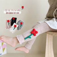 [COD] and winter childrens warm girls fleece leggings outerwear thick girl foreign style baby polar flower