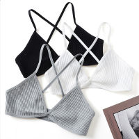 【2023】Comfort Cotton s For Women Thin Sport Style Unlined lette Deep V Triangle Cup Cross Beauty Back ！