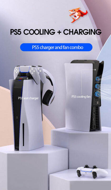 สำหรับ-ps5เกมอุปกรณ์เสริมใหม่2-in-1สำหรับ-ps5แนวตั้งพัดลมทำความเย็น-dual-controller-หูฟังแบบชาร์จแขวน3สถานีผู้ชื่นชอบ-charger