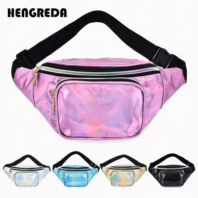 Holographic Fanny Pack for Women Shiny Waist Bag Men Hologram Hip Bum Bag Laser Chest Pocket with Adjustable Strap for Party Running Belt