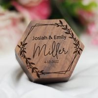 Personalized Wooden Ring Box for Wedding Ceremony Engagement Proposal Custom Hexagon Engraved Ring Bearer Box Jewelry Storage