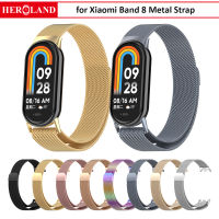 สายรัดตาข่ายโลหะ Milanese สำหรับ Xiaomi Band 8สายรัดข้อมือสแตนเลส