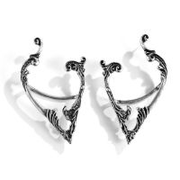 Halloween-themed Ear Accessories Punk-inspired Clip-on Earrings Gothic Demon Elf Wing Ear Clips Halloween Jewelry Punk Party Gift Retro Silver Color Irregular Dark Ear Cuff