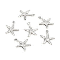 10pc 304 Stainless Steel Pendants Starfish Stainless Steel Color 17.5x15.5x2mm Hole: 1mm