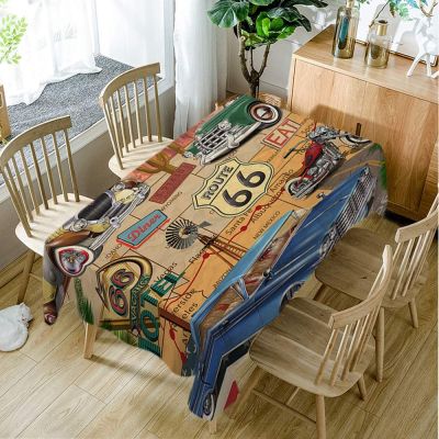 Retro Badge Pattern Tablecloth Suitable for Party Restaurant Tablecloth Cover Waterproof Rectangular Tablecloth Cushion Manteles