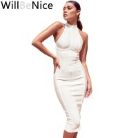 【YF】 WillBeNice 2019 Winter White Bandage Dress Woman Vestidos Sexy Sleeveless Bodycon  Celebrity Party Midi Style Dresses