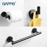 【jw】ﺴ∈▪  Gappo ouro preto conjunto de ferragem do banheiro robe gancho única barra toalha suporte papel acessórios Y38124-2