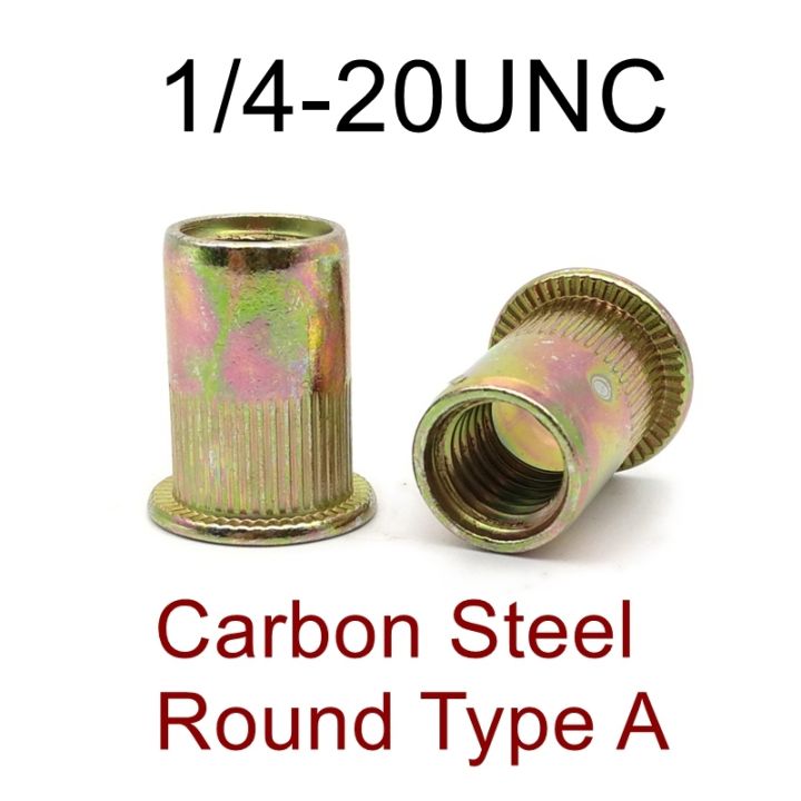 1-4-20unc-amercian-standard-thread-rivet-nut-insert-stainless-steel-and-carbon-steel-round-and-hex-type