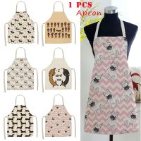 Kitchen Apron Cartoon Cute Dog Printed Sleeveless Cotton Linen Aprons for Men Women Home Cleaning Tools Tablier Cuisine Delantal Aprons