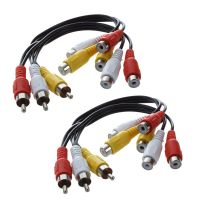 2X New 3 RCA Male Jack to 6 RCA Female Plug Splitter Audio Video AV Adapter Cable