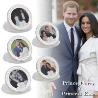 WR Prince Harry &amp; Meghan แต่งงานเหรียญเงินสะสม Copy Coin ยูโรเหรียญที่ระลึกสำหรับของขวัญธุรกิจ--hang yu trade