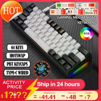 แป้นพิมพ์คอมพิวเตอร์ K620แป้นพิมพ์เชิงกลสำหรับเล่นเกมขนาดเล็ก61คีย์ RGB Hotswap Type-C ปุ่มกด PBT  คีย์บอร์ดสำหรับเล่นเกมแบบมีสาย60% คีย์บอร์ดการยศาสตร์