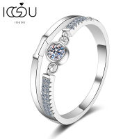 IOGOU 100 925เงินสเตอร์ลิงรอบตัด0.1ct จริง Moissanite แฟชั่นแหวนสำหรับผู้หญิงสาวของขวัญที่มีใบรับรอง GRA