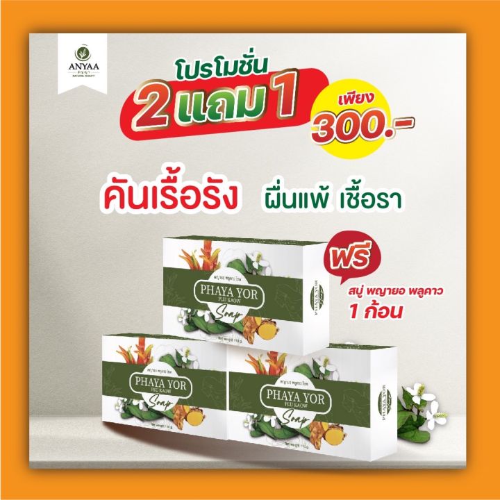 สบู่3ก้อน-300-พญายอพลูคาว-สบู่แก้คัน-เชื้อรา-กลากเกลื้อน-ของแท้จากบริษัท