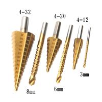 6Pcs HSS Steel Titanium Step Drill Bit Set 4-12/20/32mm Metal Hole Cutter Wood Cone Core Drilling Hole Saw Tool 368 Saw Drill