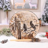 ✗✤❁ Vegan Shaman Drum Handmade Crafts Alchemical Moon Drum Desktop Ornament Sound Healing Tool for Spiritual Music Meditation