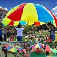 【COD】1.8m Kids Play Parachute  JUMP-sack ร่มสายรุ้งเด็กร่มชูชีพสำหรับเล่นกิจกรรมกีฬาเกมเสริม parachute toy