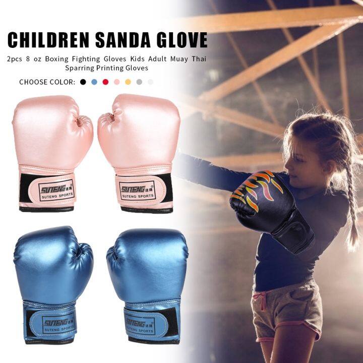 2pcs-boxing-training-fighting-gloves-pu-leather-kids-breathable-muay-thai-sparring-punching-karate-kickboxing-professional-glove