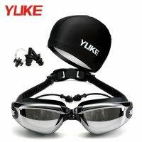 【CW】 Yuke Swim Cap Fabric Ears Pool Hat for Men Goggles Earplugs Set