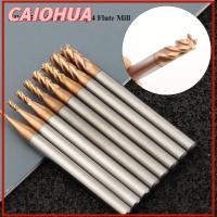 CAIOHUA ของใหม่ เหล็กทังสเตน ความยาว50/75mm โลหะผสมคาร์ไบด์ 4ขลุ่ยมิลล์ เครื่องมือเครื่องจักร การตัดเอ็นมิลล์ เครื่องตัดกัด