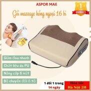 Gối massage hồng ngoại, máy mát xa cổ vai gáy 16 bi