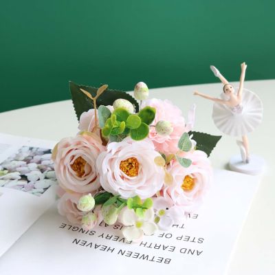 1pcs 32cm Romantic Round Rose Artificial Flowers Wedding Bouquets Party Home Living Room Interior Decoration Fake Flowers