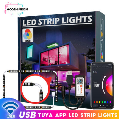 TUYA LED Strip USB led strip dc5v wifi smart strip lights with APP control waterproof Black PCB 5050 SMD led strip light