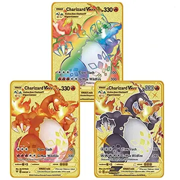 Gold Pokemon Game Cards Vstar Vmax GX EX DX RARE Cards 55PCS Gold Foil Card  Assorted TCG Deck Box
