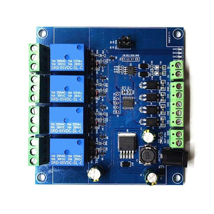 modbus-rtu-4-way-relay-module-7-24v-relay-module-switch-rs485-ttl-input-and-output-with-anti-reverse-protection