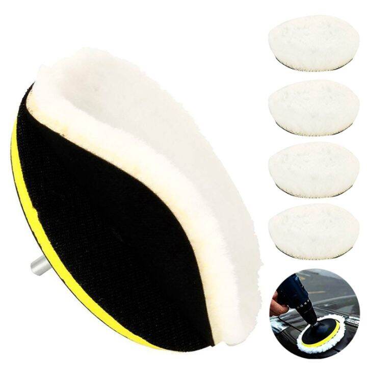 6pcs Wool Waxing Pads Soft Buffing Pads Kit with Back Plate Driller