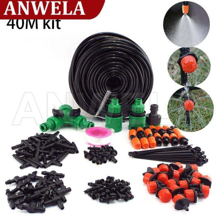 ANWELA Shop 40M Mist Watering Cooling Irrigation Set Adjustable Nozzles