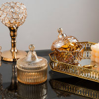 Golden Glass Tissue Box Candle Holder Modern Home Decoration Desk Storage Organizer Accessories Portable Napkin Holder Gifts