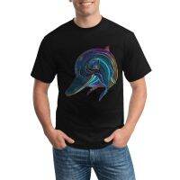 Dolphin Vintage T-Shirts For Mens Neon Line Art Y2K Print T-Shirt Summer Tshirt Premium 100 Cotton Tees