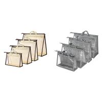 4 Pack Handbag Dust Bags Clear Purse Storage Organizer for Closet, Hanging Zipper Storage Bag for Handbags