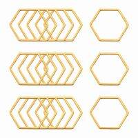 5pc 304 Stainless Steel Linking Ring Hexagon Golden 16x18x0.8mm