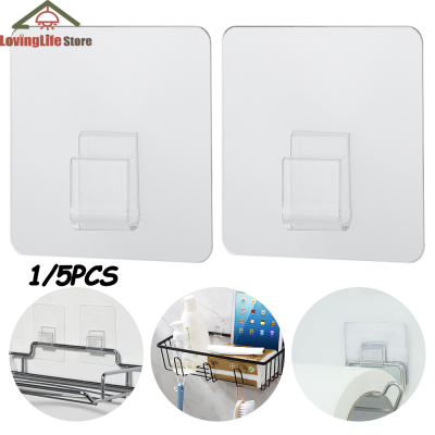 【LovingLife Store】1/5PCSTransparent Adhesive Wall Hooks Punch-Free And Traceless Multifunctional Photos Hook Household Kitchen Bathroom Bedroom Rack Storage Hook For Wall Organizer