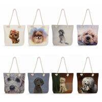 ถุงช้อปปิ้งนำกลับมาใช้ใหม่ Poodle Dog Art Portrait Printi Tote สุนัขหนากระเป๋าสะพายแบบมีเชือกปฏิบัติทุกวัน Office กระเป๋าถือผู้หญิง