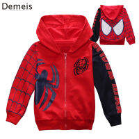 DeMeisเด็กเด็กแจ็คเก็ตผ้าฝ้ายS Pider Manการ์ตูนพิมพ์ซิปคาร์ดิแกนเสื้อคลุมด้วยผ้า