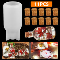 DIY Desktop Ornament Bottle Lamp Silicone Resin Mold Cup Epoxy Mould with 10 Cork Stoppers Table Candle Night Light Base Stand