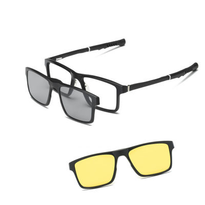 ผู้ชายผู้หญิงคอแม่เหล็กคลิปแว่นตาแว่นกันแดดโพลาไรซ์สปอร์ตคุณภาพสูง TR90ยืดหยุ่นสี่เหลี่ยมผืนผ้ากรอบแว่นตาแฟชั่นแว่นตา