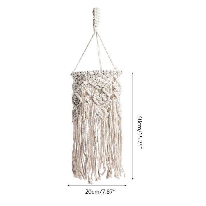 boho-macrame-โคมไฟแขวนโป๊ะโคมไฟเชือกห้อยผ้าฝ้ายโป๊ะโคมไฟระย้าประดับตกแต่งห้องเลี้ยงเด็กของบ้าน