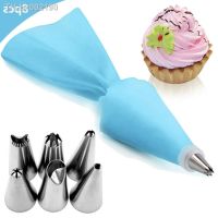 ☞ 8PCS/bag Silicone Icing Piping Cream Pastry Bag 6 Stainless Steel Cake Nozzle DIY Cake Decorating Tips Fondant Tools Reusable