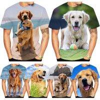 2023 Customized Fashion Summer Trend Short-sleeved Cute Dog 3D Printed T-shirt Golden Retriever  Casual Man T-shirt，Contact the seller for personalized customization