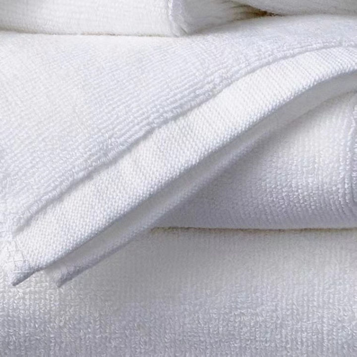 hot-ขายส่งผ้าขนหนูโรงแรมชุดสามชิ้นผ้าฝ้ายหนาดูดซับน้ำไม่ร่วงผ้าฝ้ายแท้โรงแรมพิเศษสีขาว