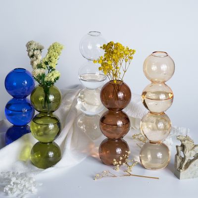 Nordic Glass Vase Small Bubble Vases Colorful Table Decoration Gift Home Decor Living Room Ornament