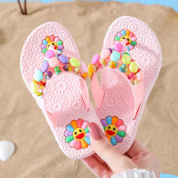 Baby Slippers for Girls Sun Flower Flip Flops Kids Pvc Soft Non-Slip Childrens Beach Child Shoes Flat Heels Cute Toddler Slides